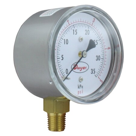 DWYER INSTRUMENTS Low Pressure Gauge, 02506 Kpa LPG4-D8222N